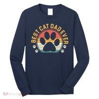 Best Cat Dad Ever Retro Sunset Long Sleeve Shirt thumb 0
