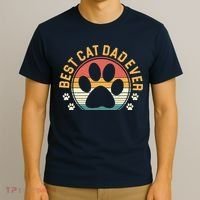Best Cat Dad Ever Retro Sunset T-Shirt thumb 3