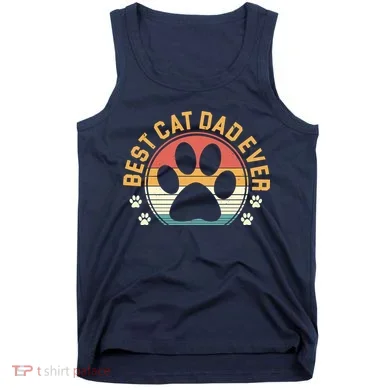 Best Cat Dad Ever Retro Sunset Tank Top