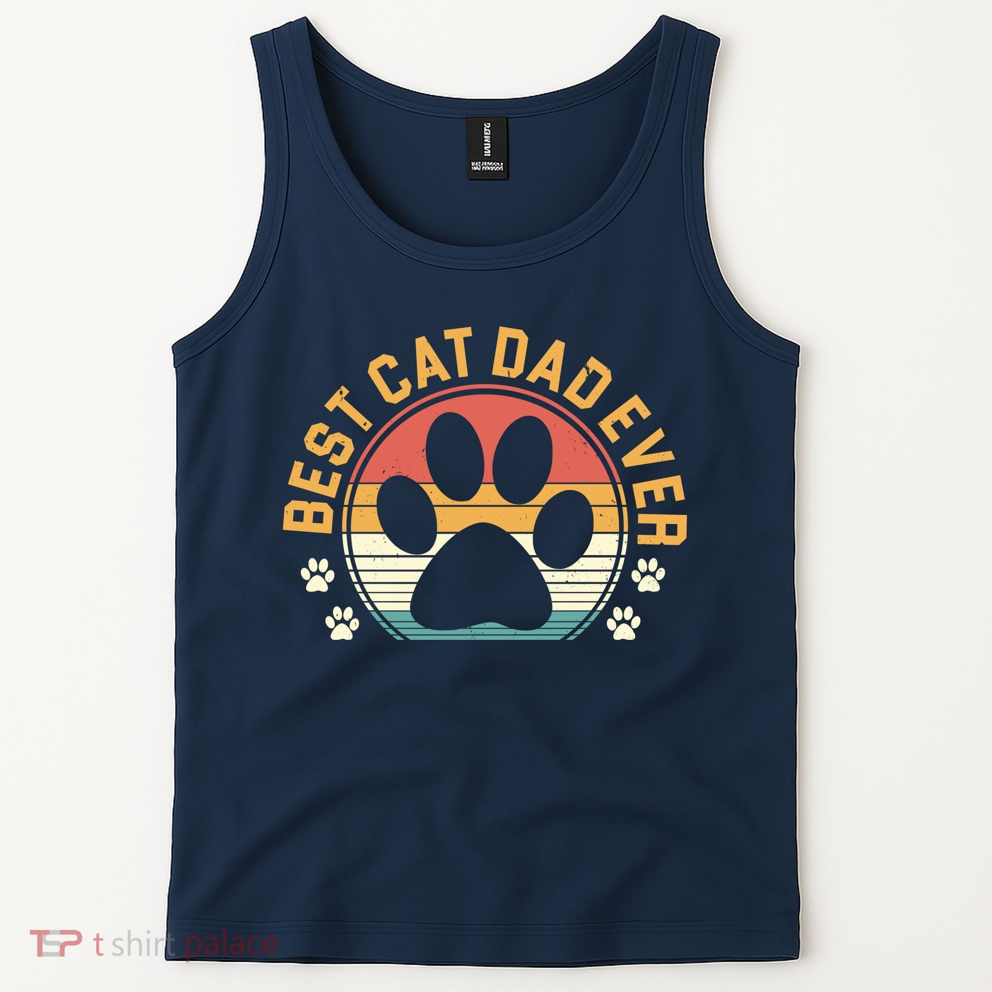 Best Cat Dad Ever Retro Sunset Tank Top