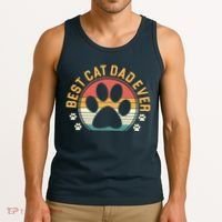 Best Cat Dad Ever Retro Sunset Tank Top thumb 3