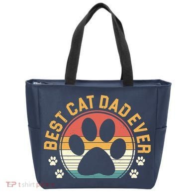 Best Cat Dad Ever Retro Sunset Tote Bag