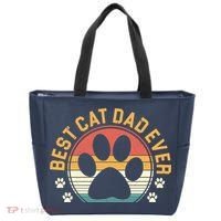 Best Cat Dad Ever Retro Sunset Tote Bag thumb 0