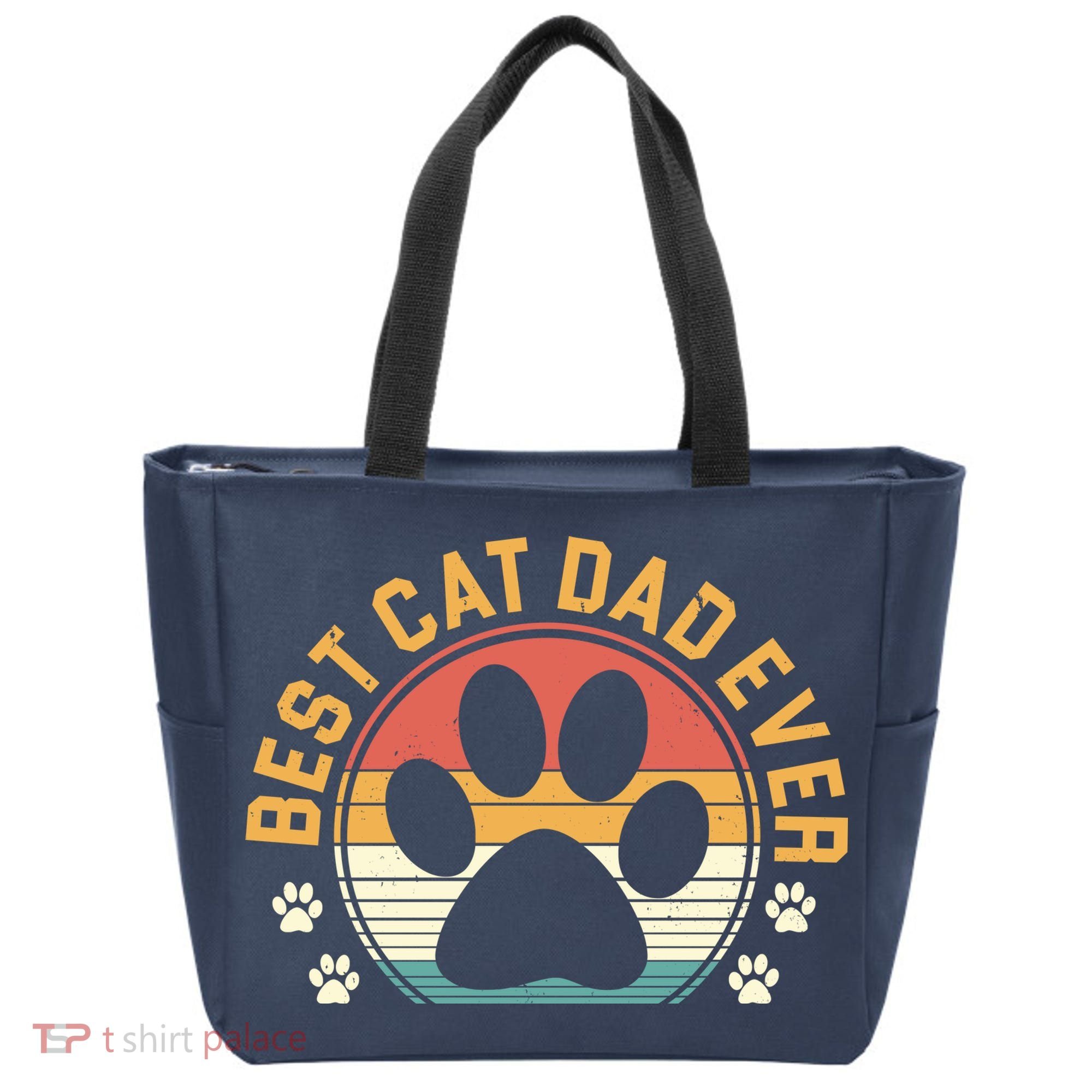 Best Cat Dad Ever Retro Sunset Tote Bag