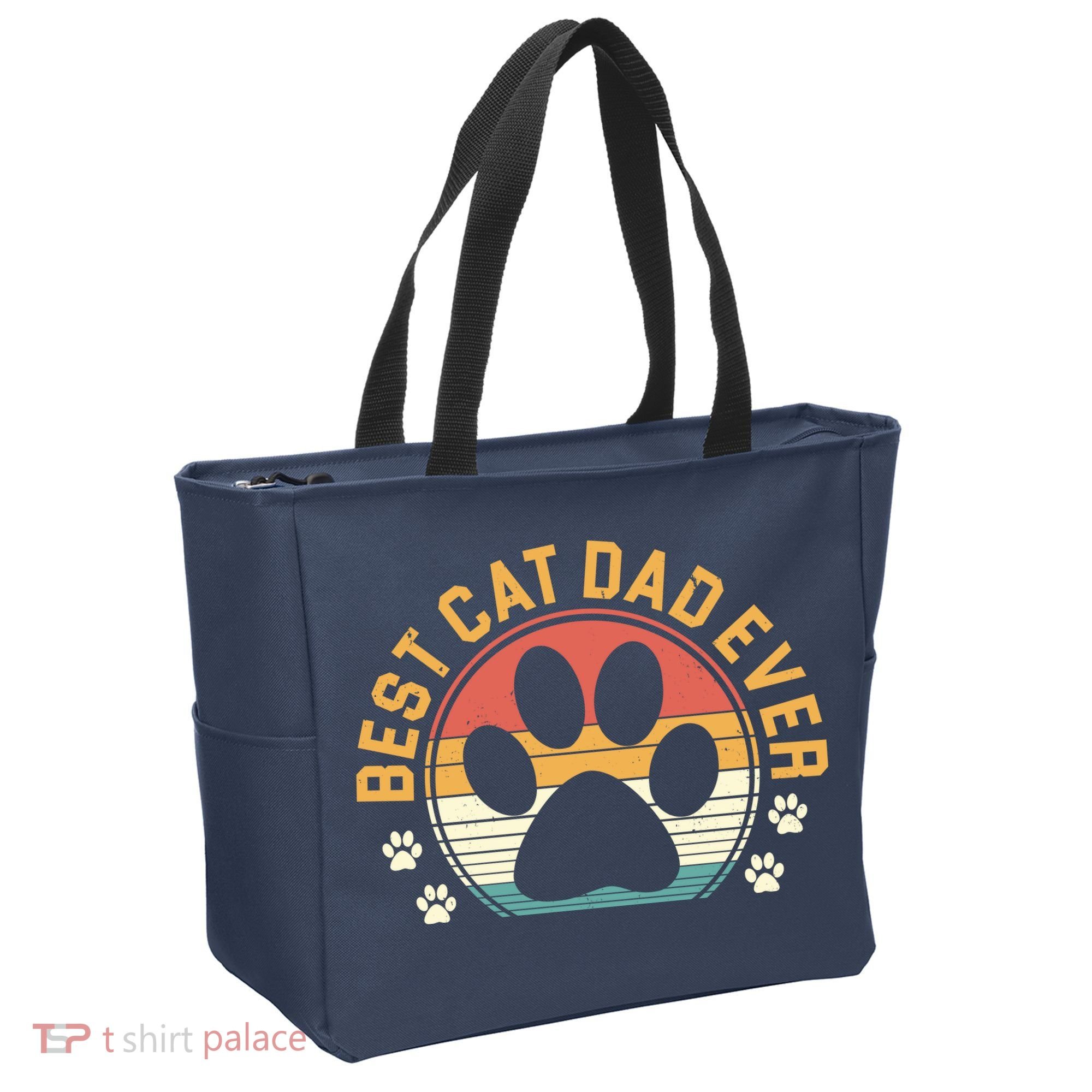 Best Cat Dad Ever Retro Sunset Tote Bag