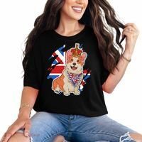 British Corgi Dog Crown Union Jack Queens Platinum Jubilee Great Gift Comfort Colors T-Shirt thumb 0