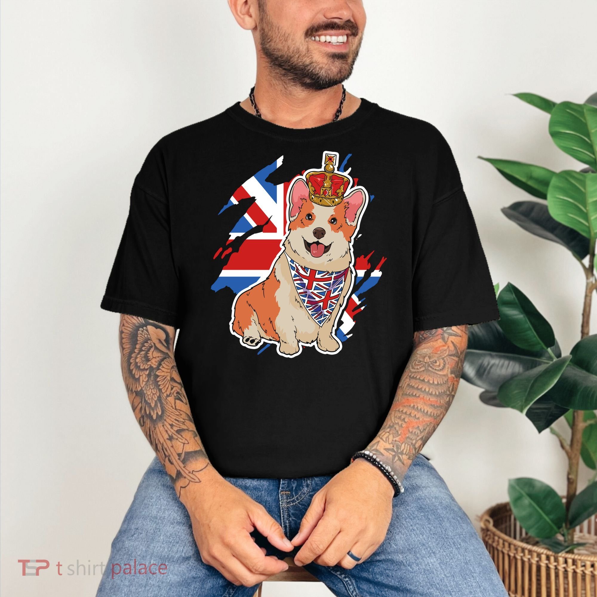 British Corgi Dog Crown Union Jack Queens Platinum Jubilee Great Gift Comfort Colors T-Shirt