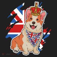 British Corgi Dog Crown Union Jack Queens Platinum Jubilee Great Gift Ladies Heavyweight Boxy Pullover Hoodie thumb 2