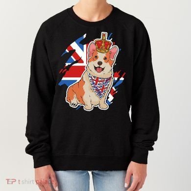 British Corgi Dog Crown Union Jack Queens Platinum Jubilee Great Gift Women's Sweatshirt