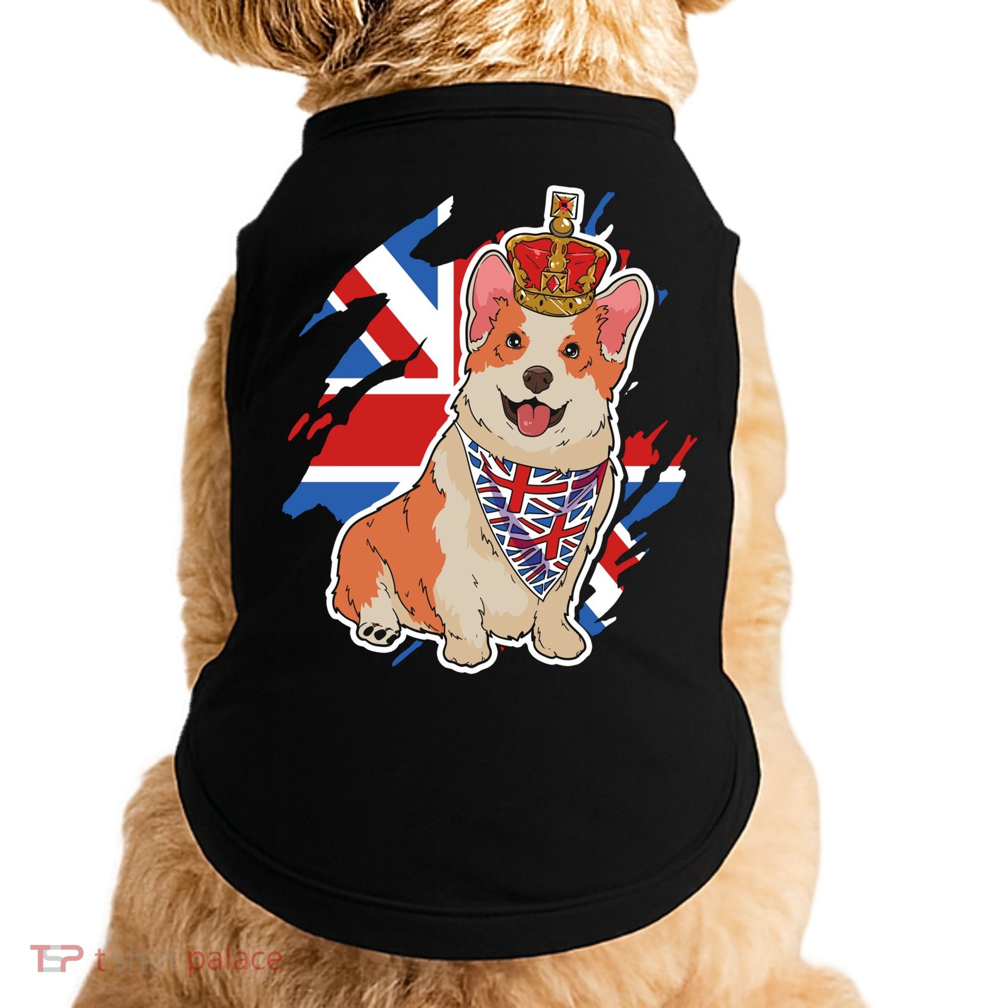 British Corgi Dog Crown Union Jack Queens Platinum Jubilee Great Gift Doggie Tank