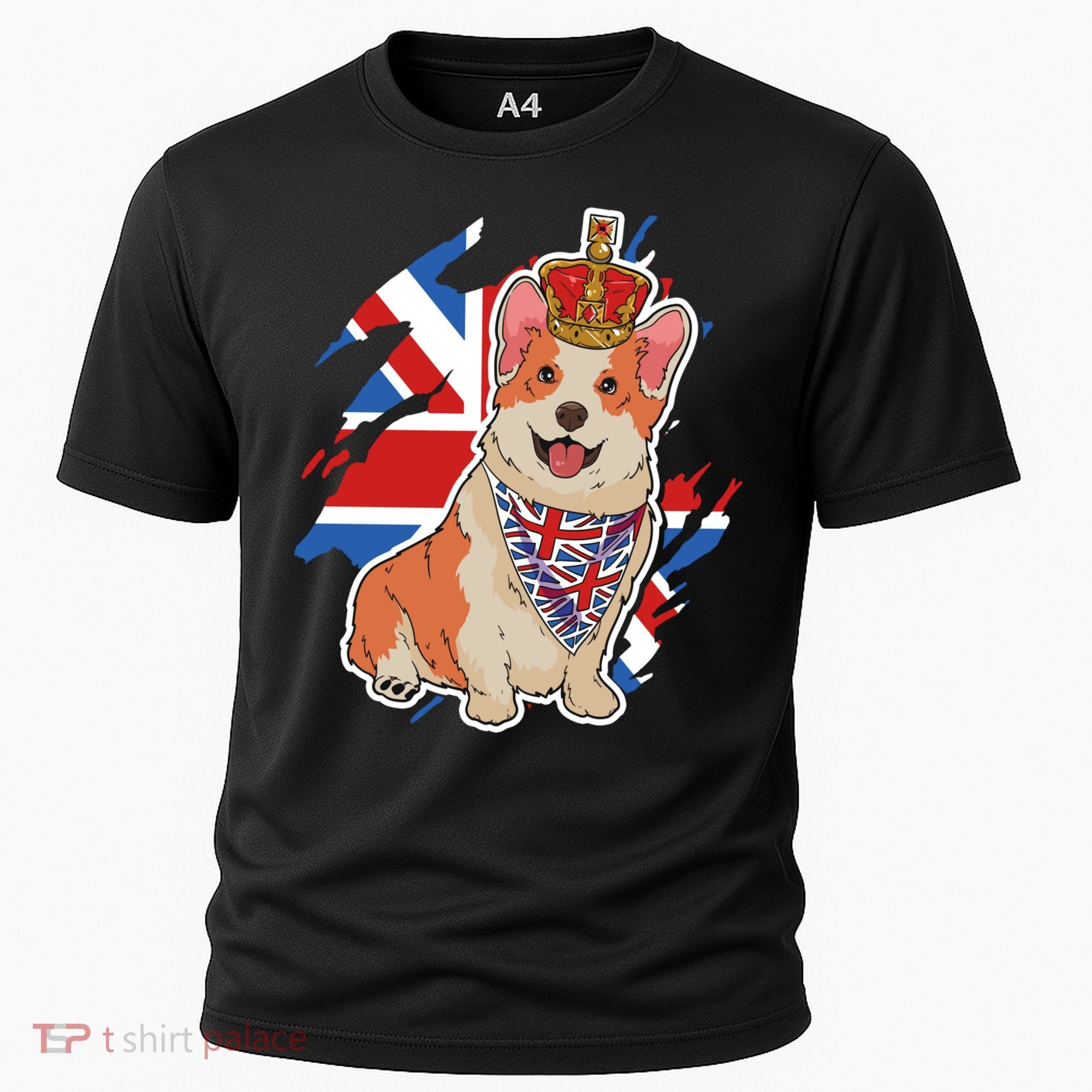 British Corgi Dog Crown Union Jack Queens Platinum Jubilee Great Gift Cooling Performance Crew T-Shirt