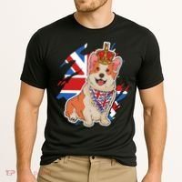 British Corgi Dog Crown Union Jack Queens Platinum Jubilee Great Gift Cooling Performance Crew T-Shirt thumb 2