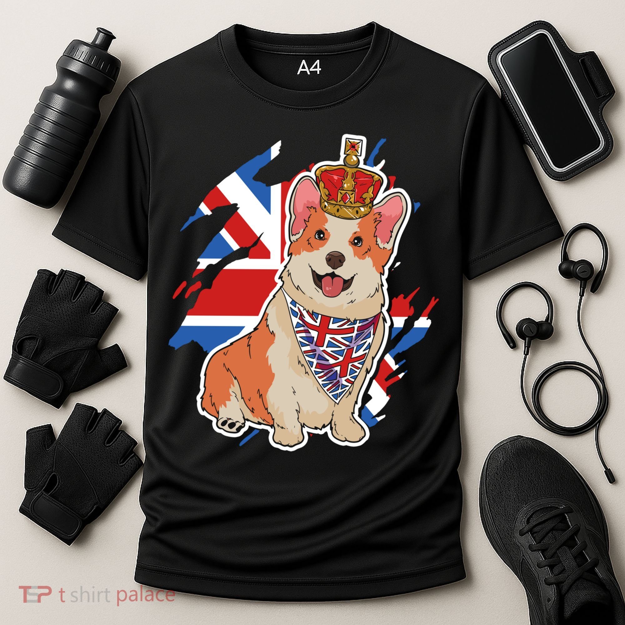 British Corgi Dog Crown Union Jack Queens Platinum Jubilee Great Gift Cooling Performance Crew T-Shirt
