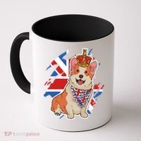 British Corgi Dog Crown Union Jack Queens Platinum Jubilee Great Gift Coffee Mug thumb 0