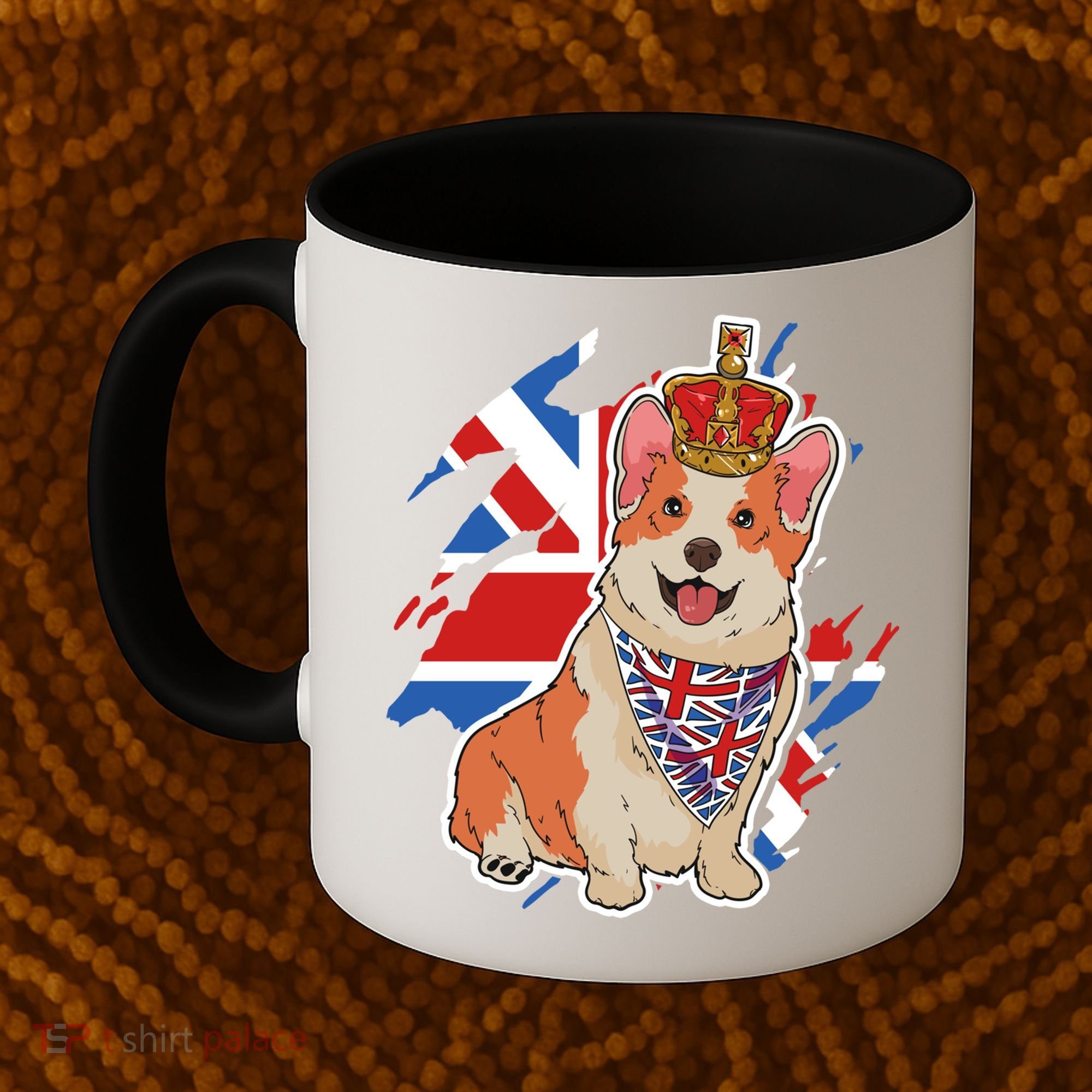 British Corgi Dog Crown Union Jack Queens Platinum Jubilee Great Gift Coffee Mug