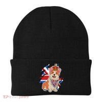 British Corgi Dog Crown Union Jack Queens Platinum Jubilee Great Gift Beanie thumb 0