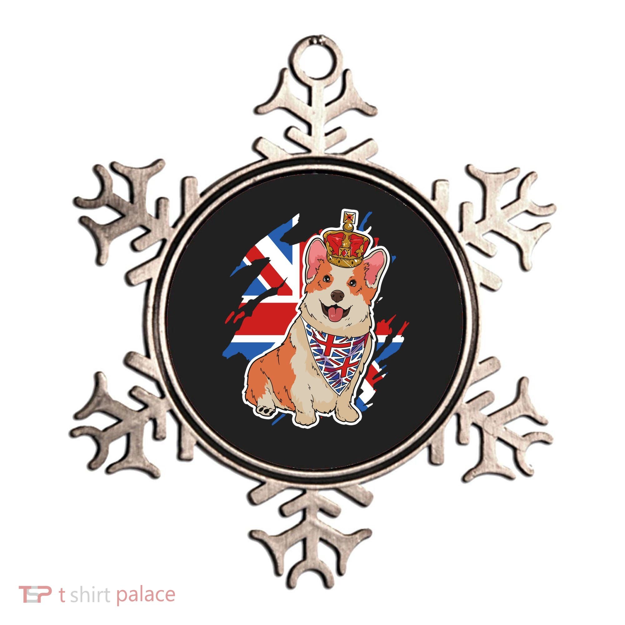 British Corgi Dog Crown Union Jack Queens Platinum Jubilee Great Gift Ornament