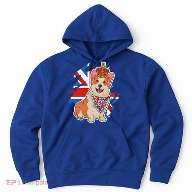 British Corgi Dog Crown Union Jack Queens Platinum Jubilee Great Gift Hoodie