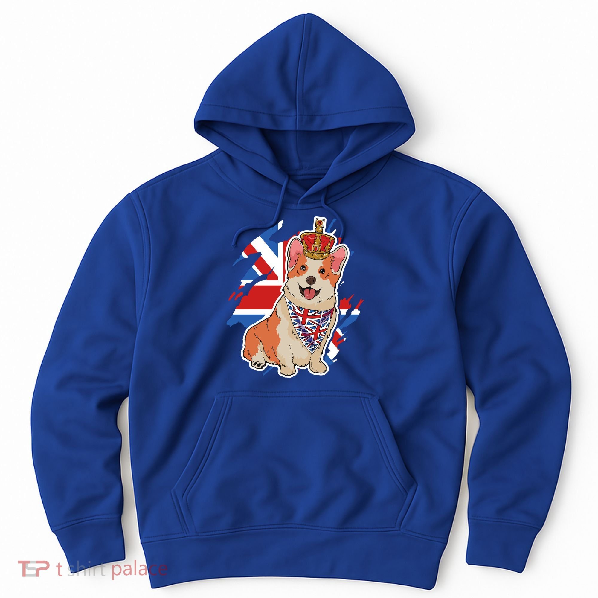 British Corgi Dog Crown Union Jack Queens Platinum Jubilee Great Gift Hoodie