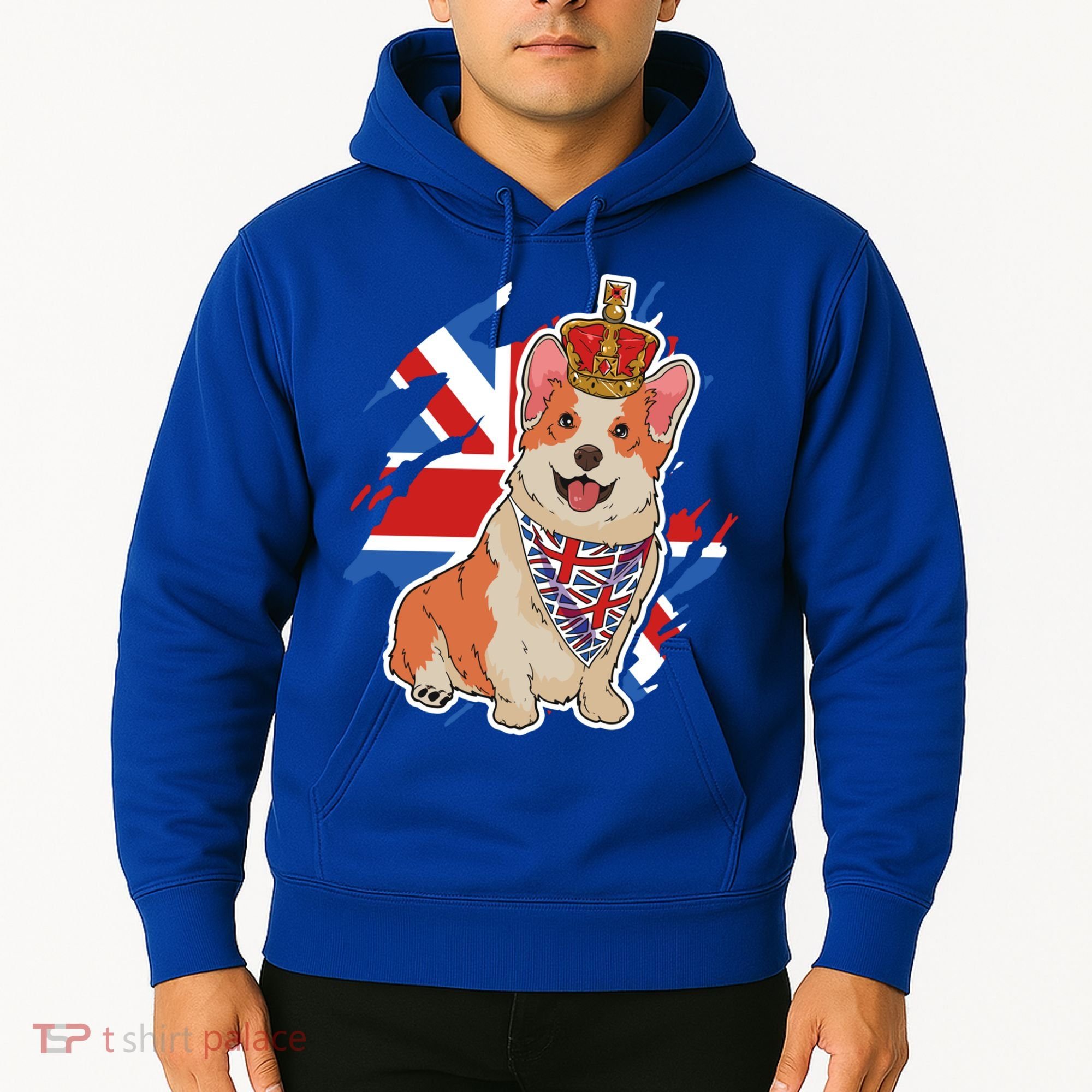 British Corgi Dog Crown Union Jack Queens Platinum Jubilee Great Gift Hoodie