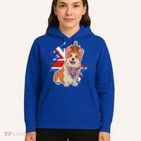 British Corgi Dog Crown Union Jack Queens Platinum Jubilee Great Gift Hoodie thumb 5