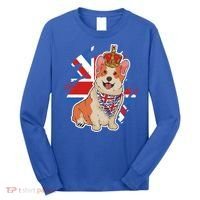 British Corgi Dog Crown Union Jack Queens Platinum Jubilee Great Gift Long Sleeve Shirt thumb 0