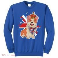 British Corgi Dog Crown Union Jack Queens Platinum Jubilee Great Gift Sweatshirt thumb 0