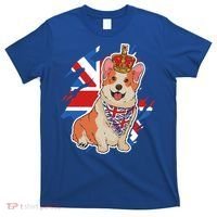 British Corgi Dog Crown Union Jack Queens Platinum Jubilee Great Gift T-Shirt thumb 0