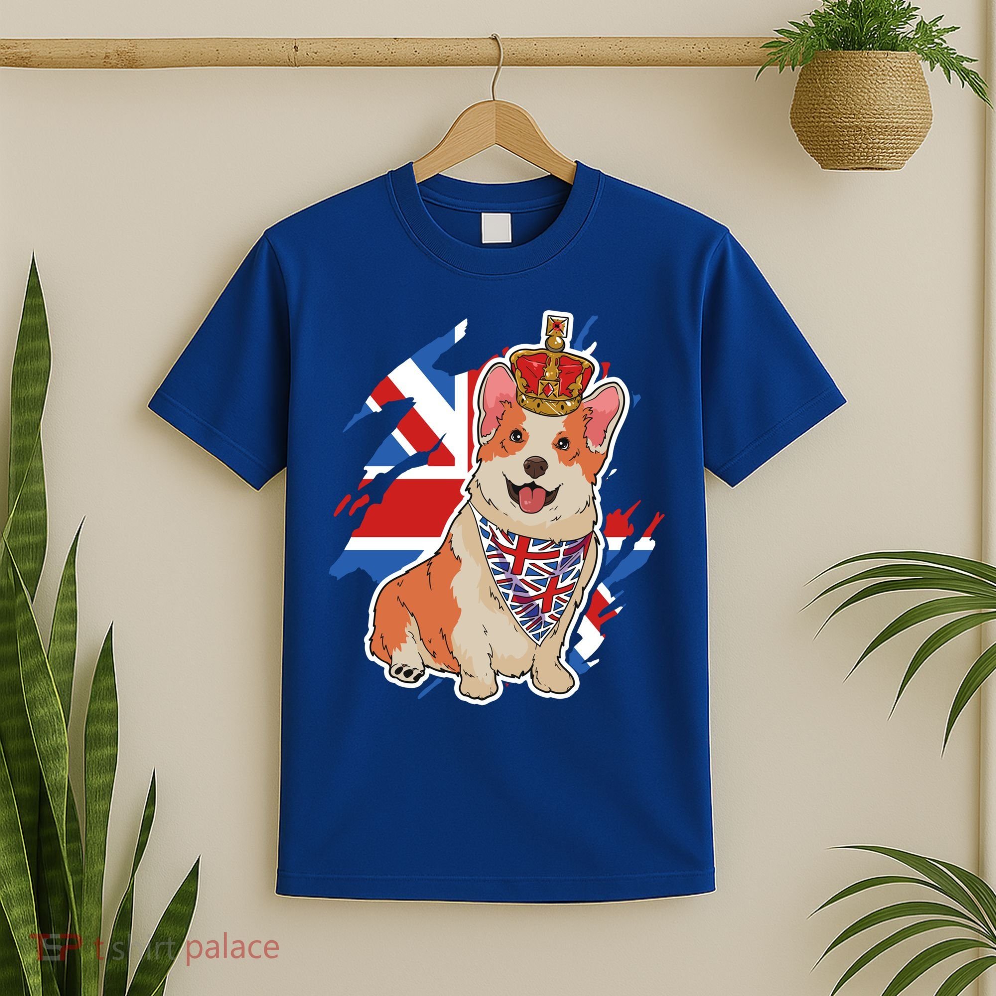British Corgi Dog Crown Union Jack Queens Platinum Jubilee Great Gift T-Shirt