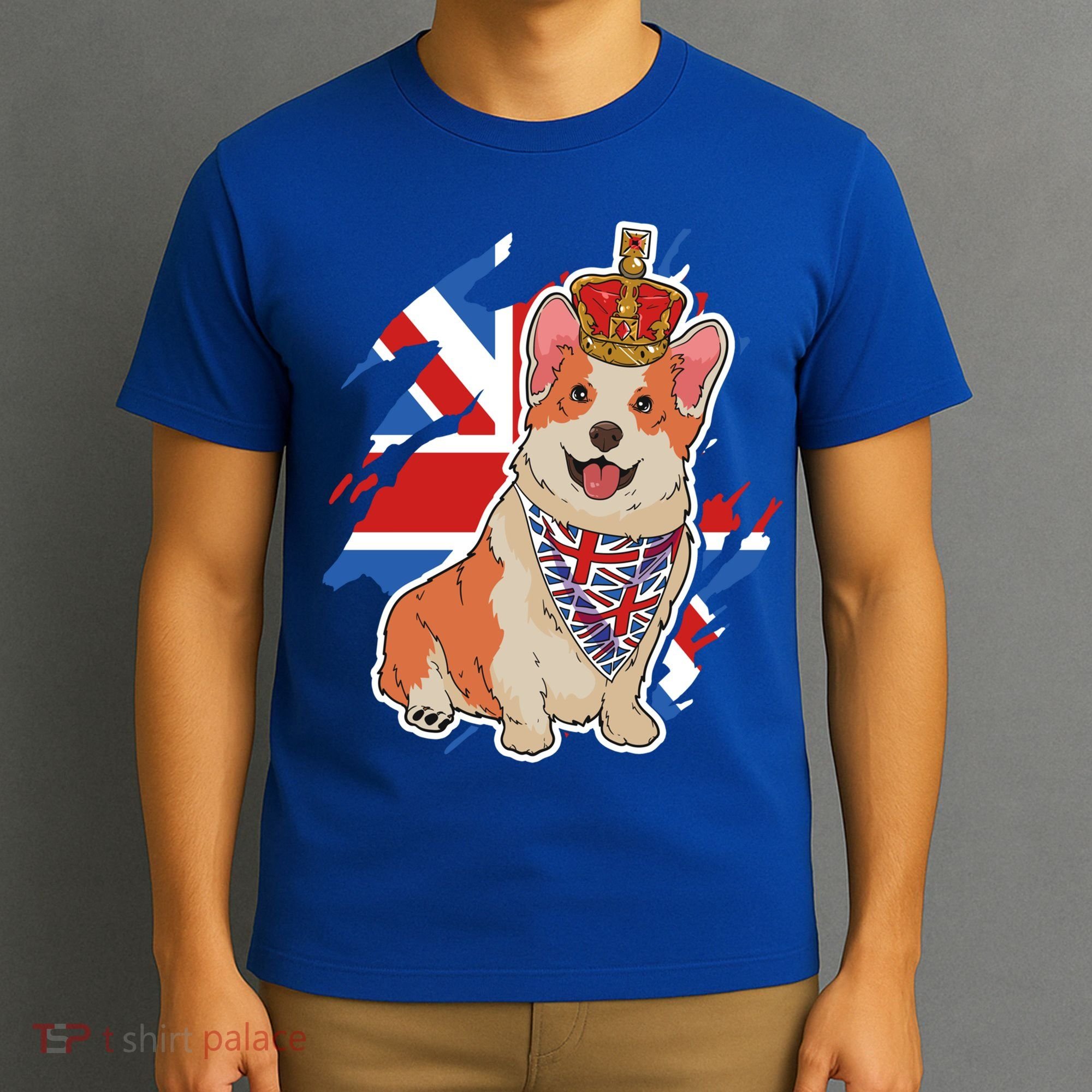 British Corgi Dog Crown Union Jack Queens Platinum Jubilee Great Gift T-Shirt
