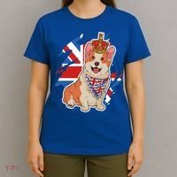 British Corgi Dog Crown Union Jack Queens Platinum Jubilee Great Gift T-Shirt thumb 4
