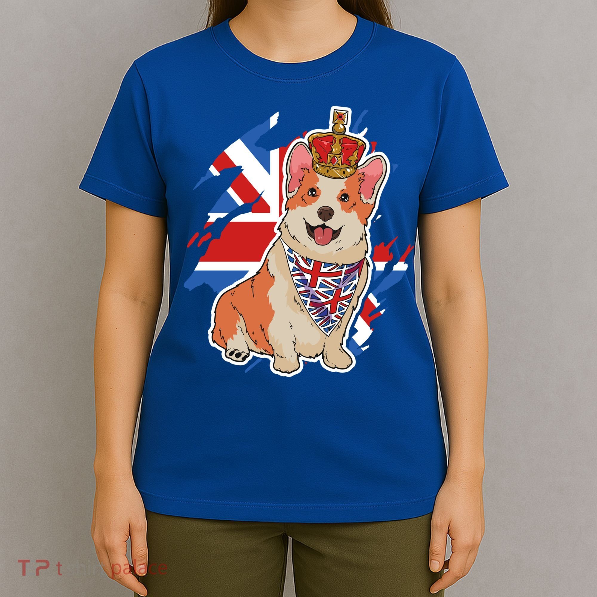 British Corgi Dog Crown Union Jack Queens Platinum Jubilee Great Gift T-Shirt