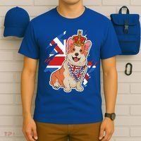 British Corgi Dog Crown Union Jack Queens Platinum Jubilee Great Gift T-Shirt thumb 6