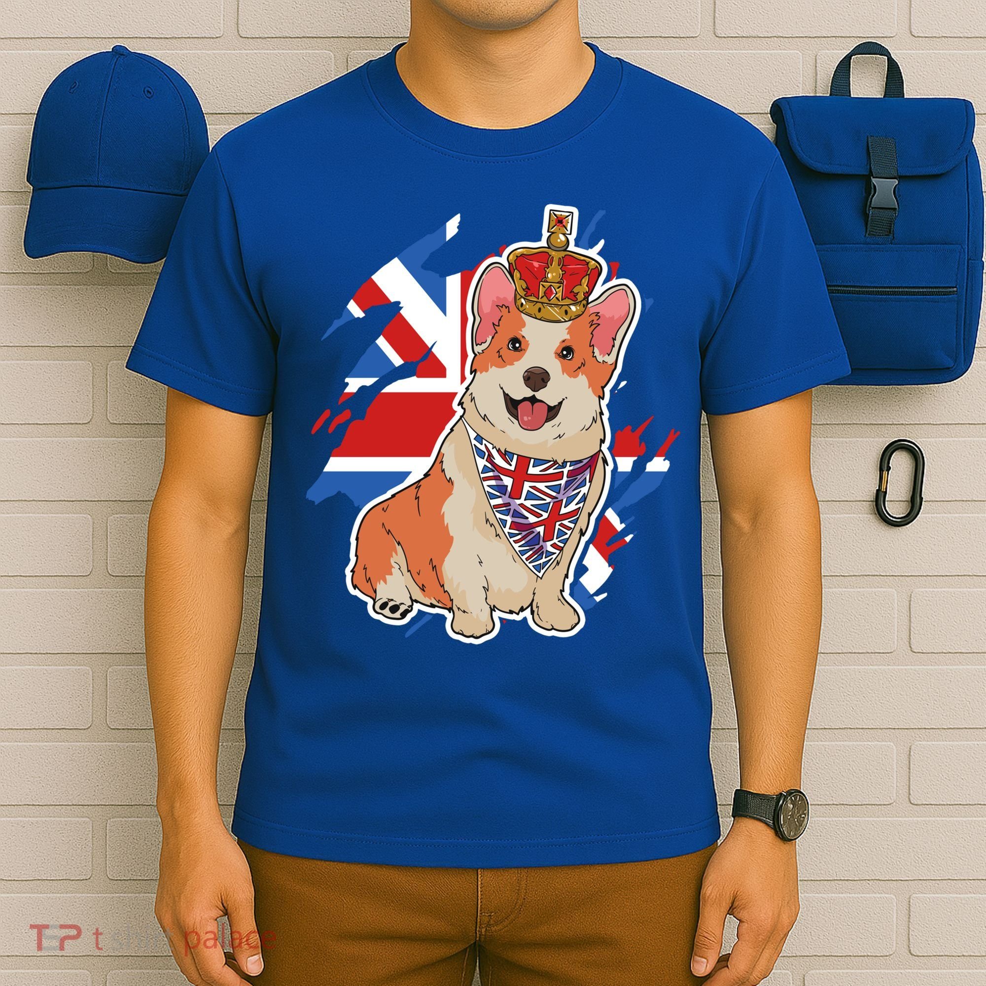 British Corgi Dog Crown Union Jack Queens Platinum Jubilee Great Gift T-Shirt