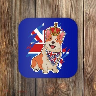 British Corgi Dog Crown Union Jack Queens Platinum Jubilee Great Gift Coaster