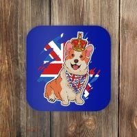 British Corgi Dog Crown Union Jack Queens Platinum Jubilee Great Gift Coaster thumb 0