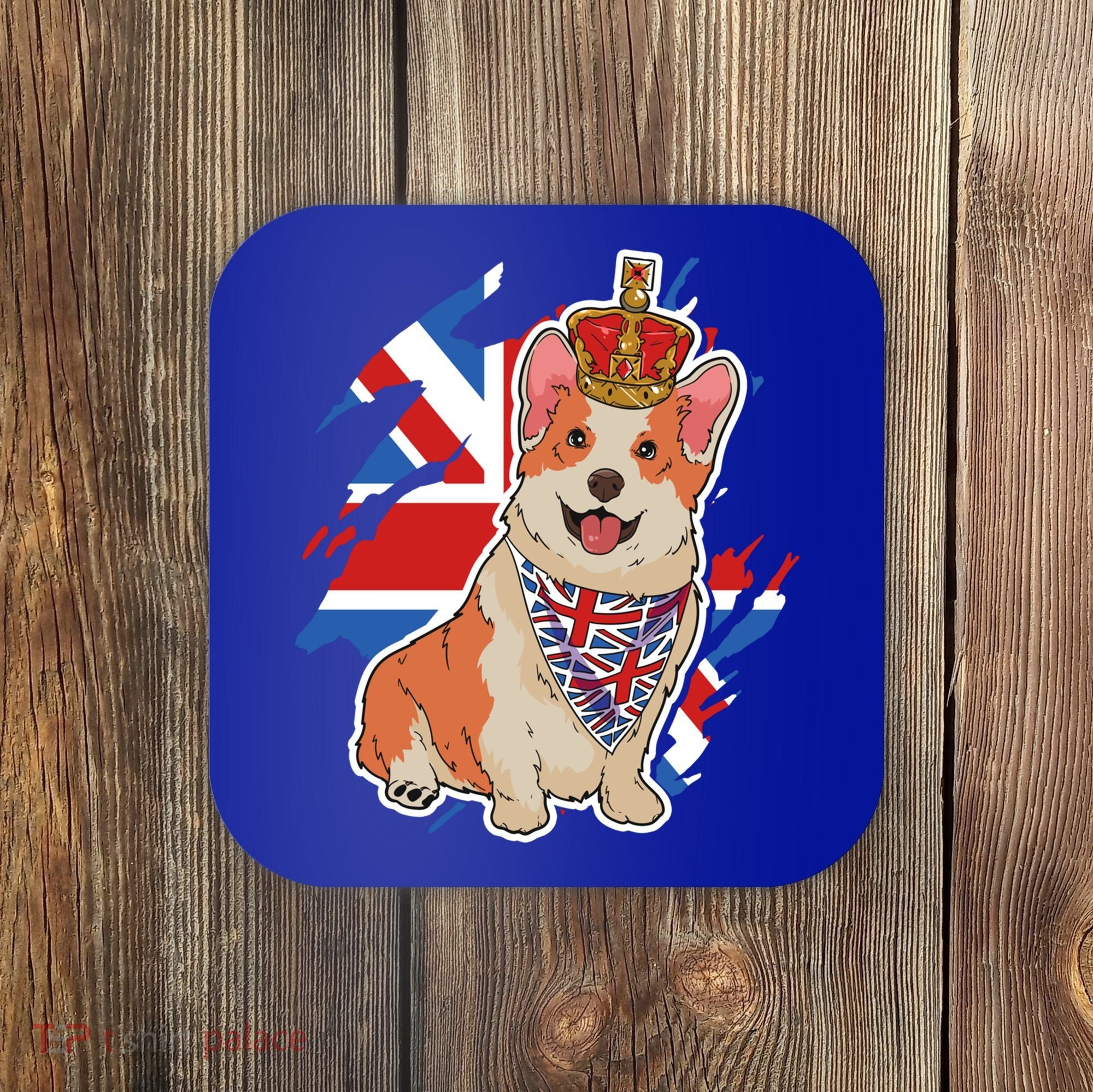 British Corgi Dog Crown Union Jack Queens Platinum Jubilee Great Gift Coaster
