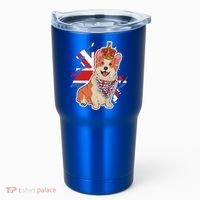 British Corgi Dog Crown Union Jack Queens Platinum Jubilee Great Gift Tumbler thumb 0