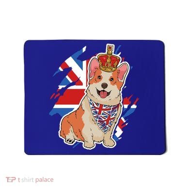 British Corgi Dog Crown Union Jack Queens Platinum Jubilee Great Gift Mousepad