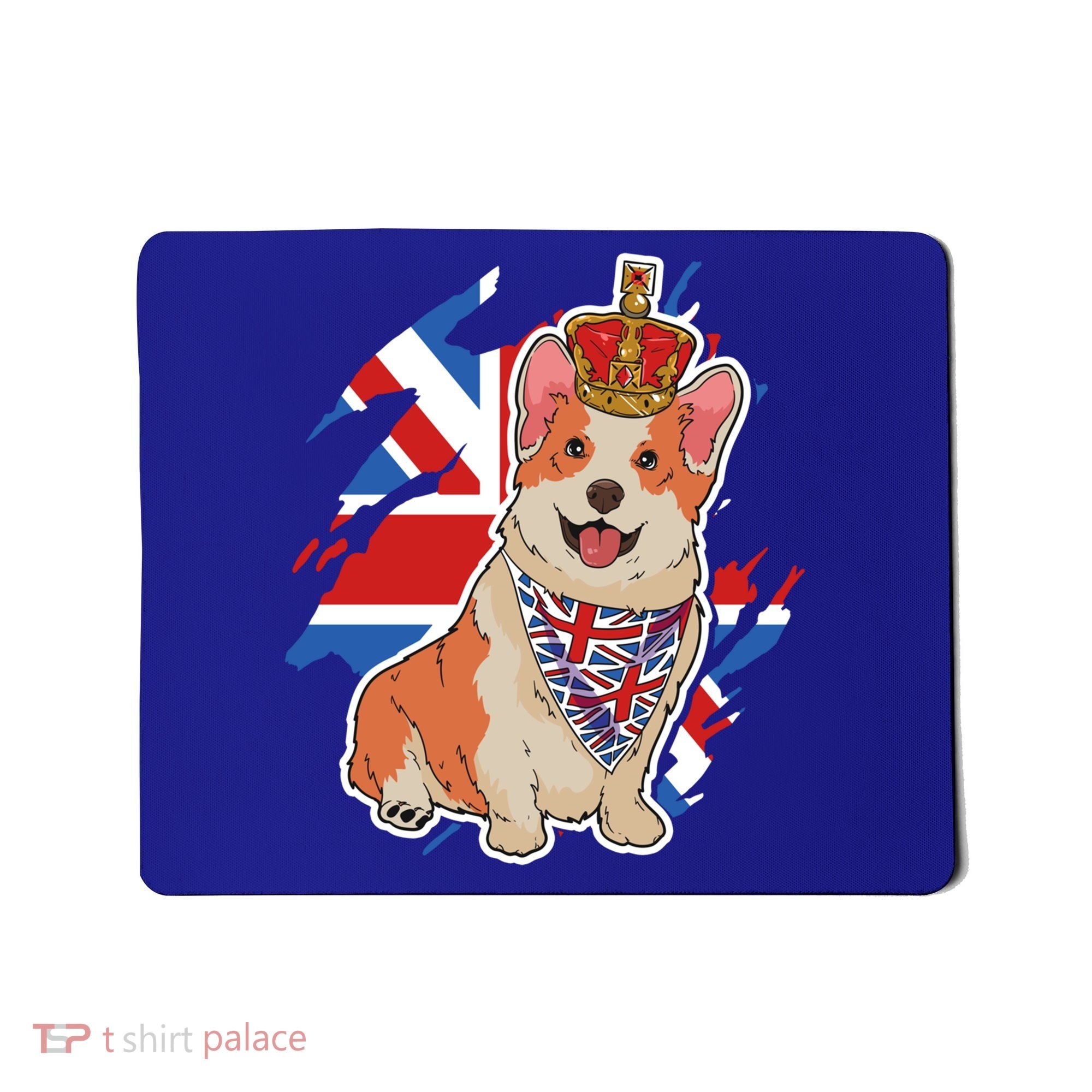British Corgi Dog Crown Union Jack Queens Platinum Jubilee Great Gift Mousepad