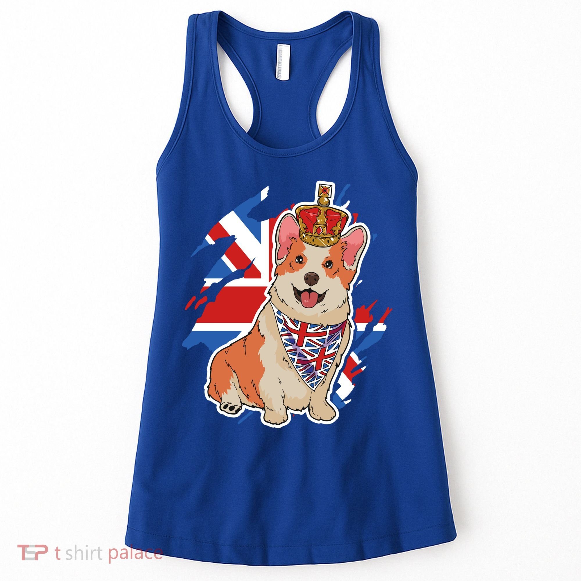 British Corgi Dog Crown Union Jack Queens Platinum Jubilee Great Gift Women's Tank Top