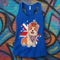 British Corgi Dog Crown Union Jack Queens Platinum Jubilee Great Gift Women's Tank Top thumb 3
