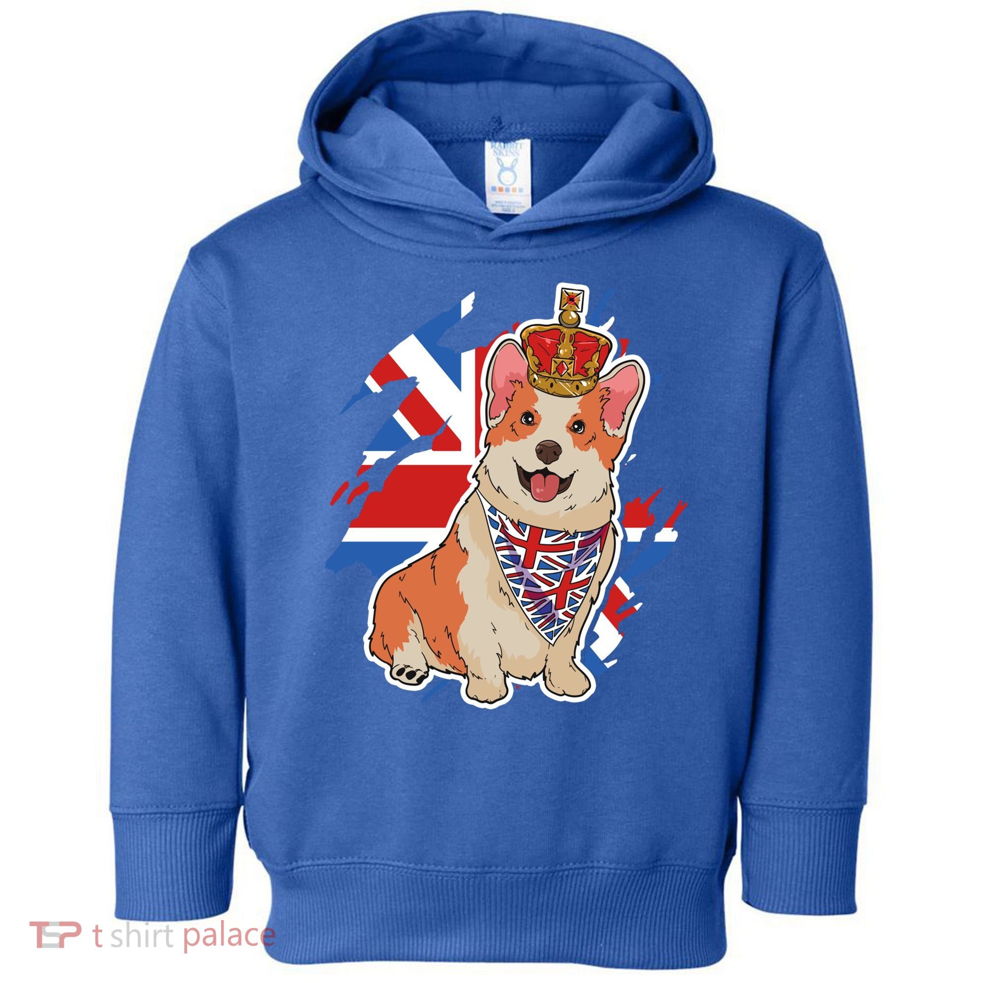 British Corgi Dog Crown Union Jack Queens Platinum Jubilee Great Gift Toddler Hoodie