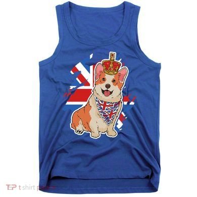 British Corgi Dog Crown Union Jack Queens Platinum Jubilee Great Gift Tank Top