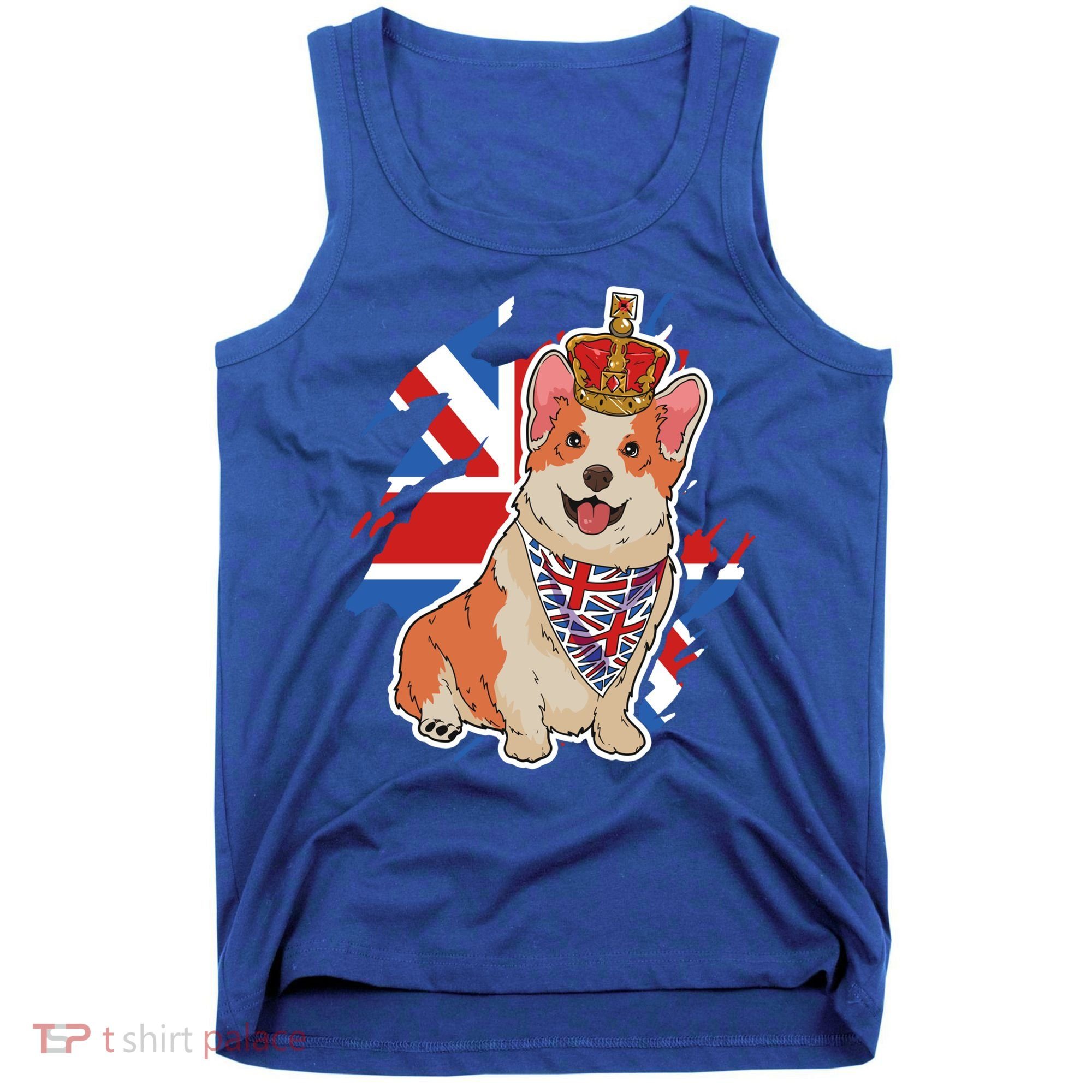 British Corgi Dog Crown Union Jack Queens Platinum Jubilee Great Gift Tank Top