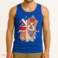 British Corgi Dog Crown Union Jack Queens Platinum Jubilee Great Gift Tank Top thumb 3