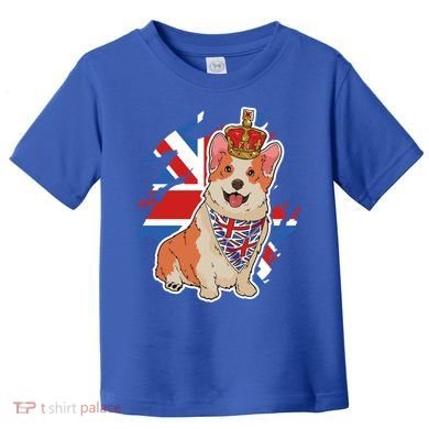 British Corgi Dog Crown Union Jack Queens Platinum Jubilee Great Gift Toddler T-Shirt