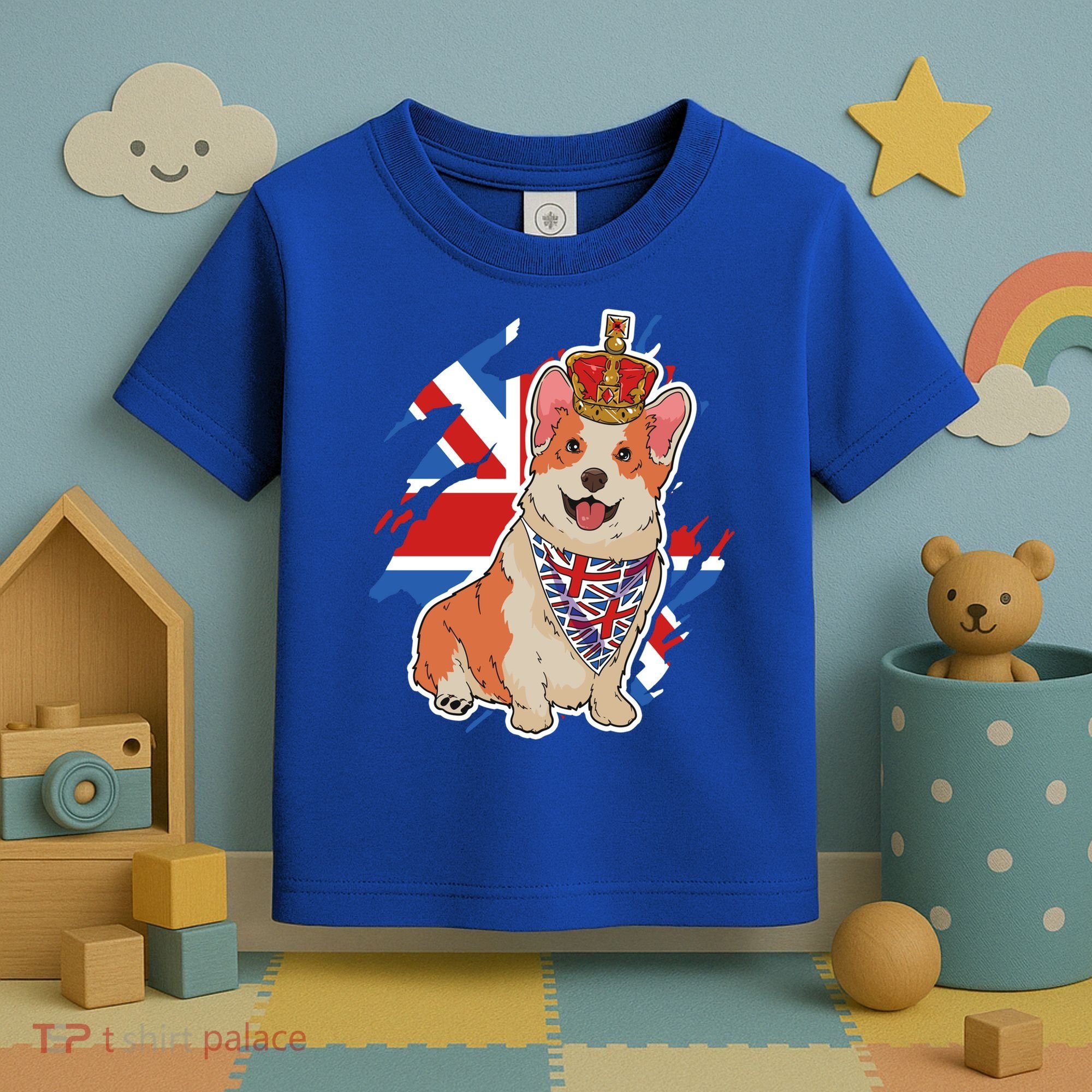 British Corgi Dog Crown Union Jack Queens Platinum Jubilee Great Gift Toddler T-Shirt