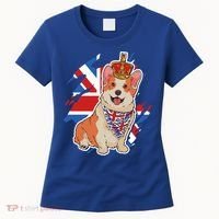 British Corgi Dog Crown Union Jack Queens Platinum Jubilee Great Gift Women's T-Shirt thumb 0