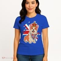 British Corgi Dog Crown Union Jack Queens Platinum Jubilee Great Gift Women's T-Shirt thumb 4